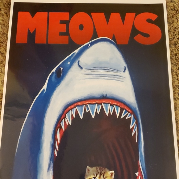 Too Fast Meows 11" x 17" Kitten Riding in Shark Mouth Nautical Tattoo Art Print - Picture 2 of 8